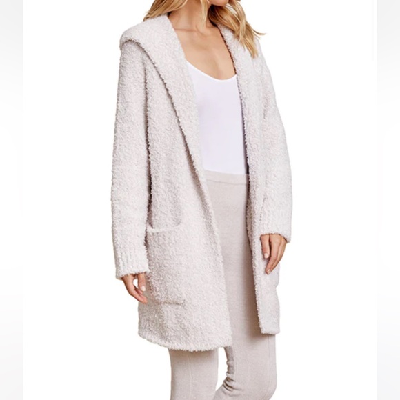 NWT Barefoot Dreams S/M Boucle Hooded Cardi in Almond - Picture 2 of 8